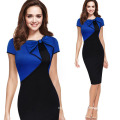 Blue and Black Formal Office Dress